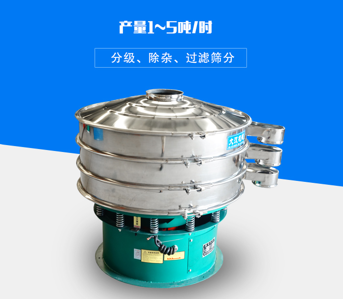 旋振篩可用于處理粉末、顆粒、液體，產量可達5噸/時